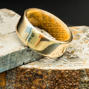 Case Core Brass™ Meteorite Ring with a Buffalo Trace Bourbon Barrel Liner