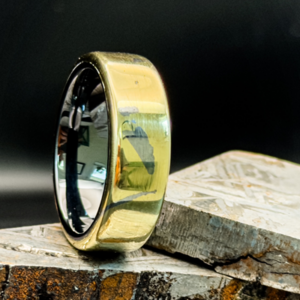 Case Core Brass™ Meteorite Ring with a Black Ceramic Liner
