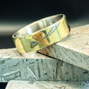 Case Core Brass™ Meteorite Ring with a Tungsten Carbide Liner